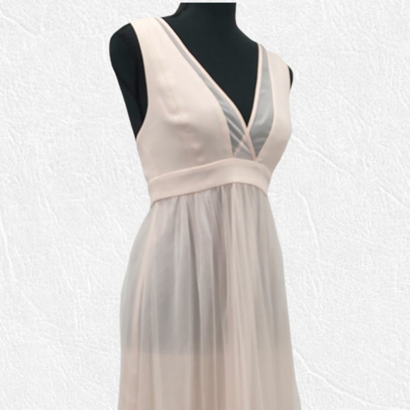 BCBGeneration Pink V Neck Sleeveless Cross Back Tulle Dress Size 2 Prom Gown - Picture 6 of 12